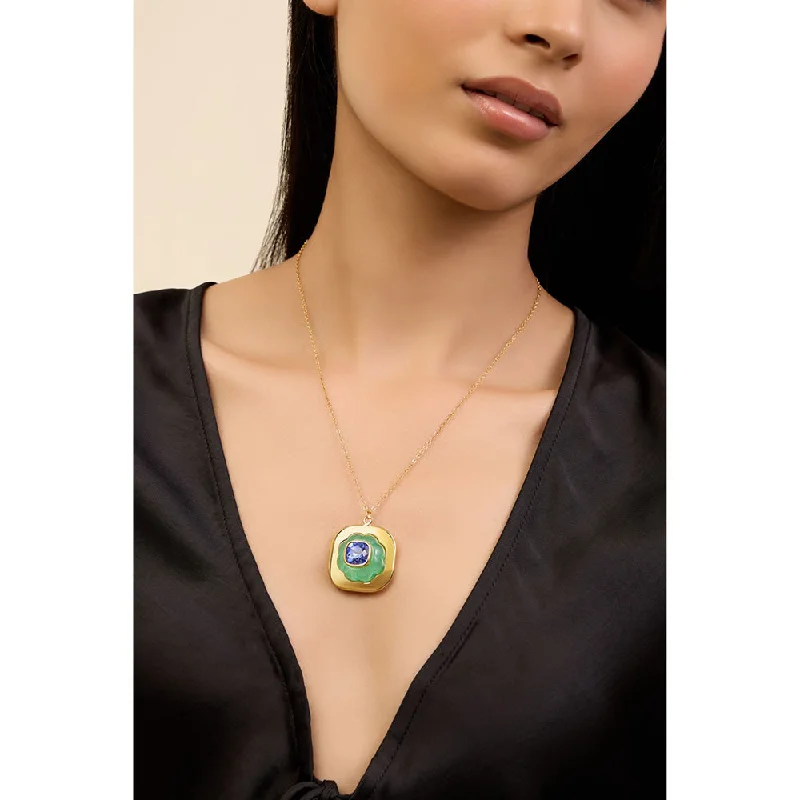 Handmade Pendant Necklaces-Isharya Aqua Cool Pendant in 18Kt Gold Plated Necklace