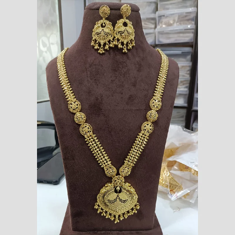 Designer Necklaces for Women-Sunrise Gold  Forming  Long Necklace Set