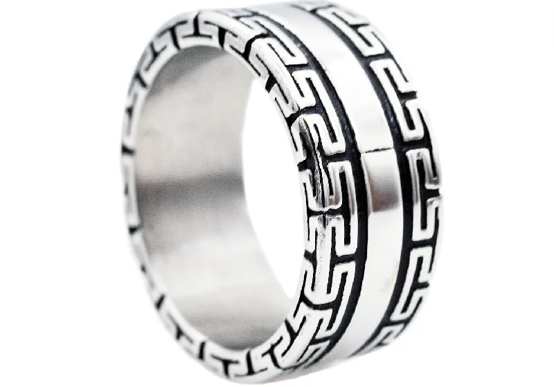 Custom Rings with Birthstones-Mens Stainless Steel Ring