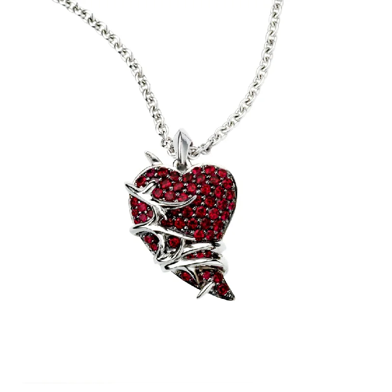 Nature-Inspired Necklaces-Impassioned Necklace - 18ct White Gold & Ruby