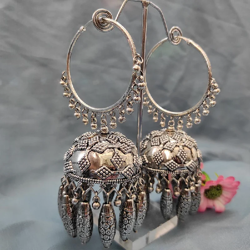 Luxury Earrings for Brides-Darshana Jewels Oxidised  Plated Jhumki Earrings