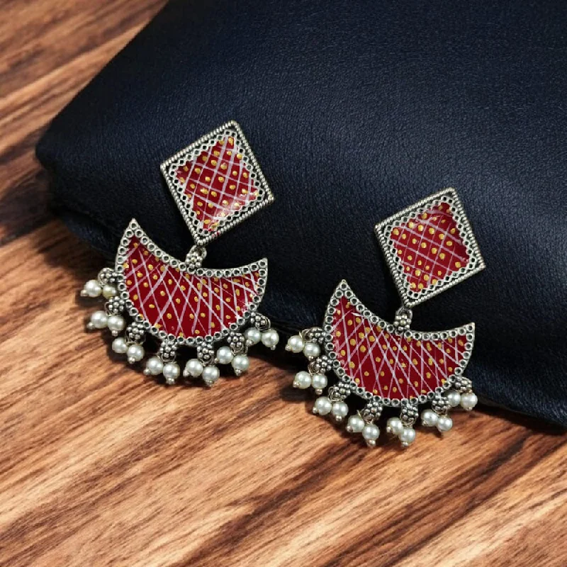 Lightweight Earrings-Maharani Jewels Oxidised Plated Meenakari Ghungroo Dangler Earrings