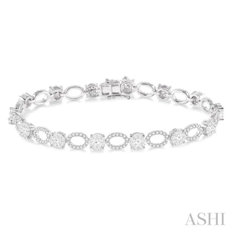 Natural Wood Bracelets-3 1/3 Ctw Lovebright Round Cut Diamond Bracelet in 14K White Gold