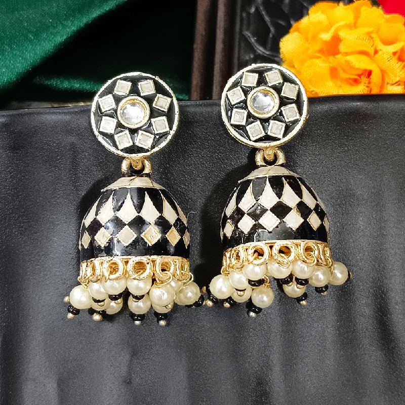 Unique Stud Earrings-Darshana Jewels Gold Plated Mennakari Jhumki Earrings