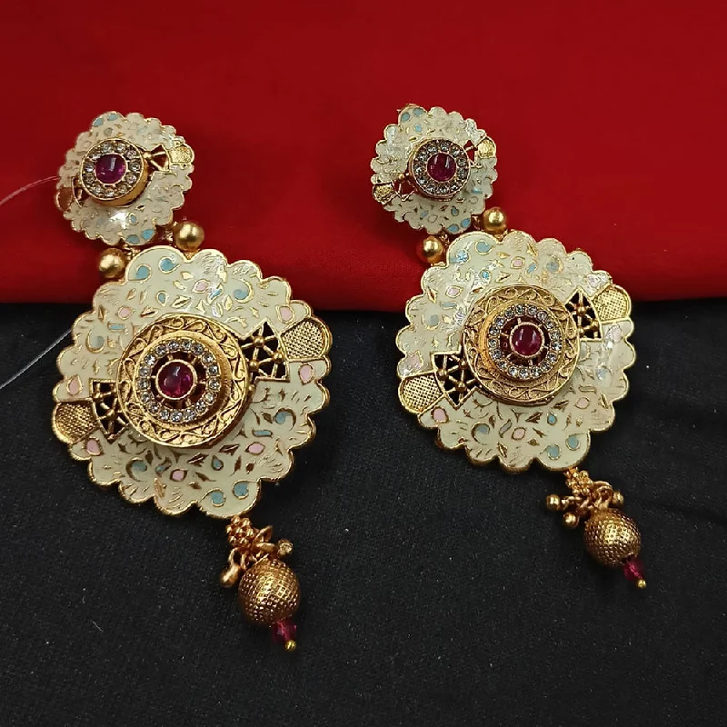 Cute Stud Earrings for Girls-Padmawati Bangles Gold Plated Kundan Stone And Meenakari Dangler Earrings