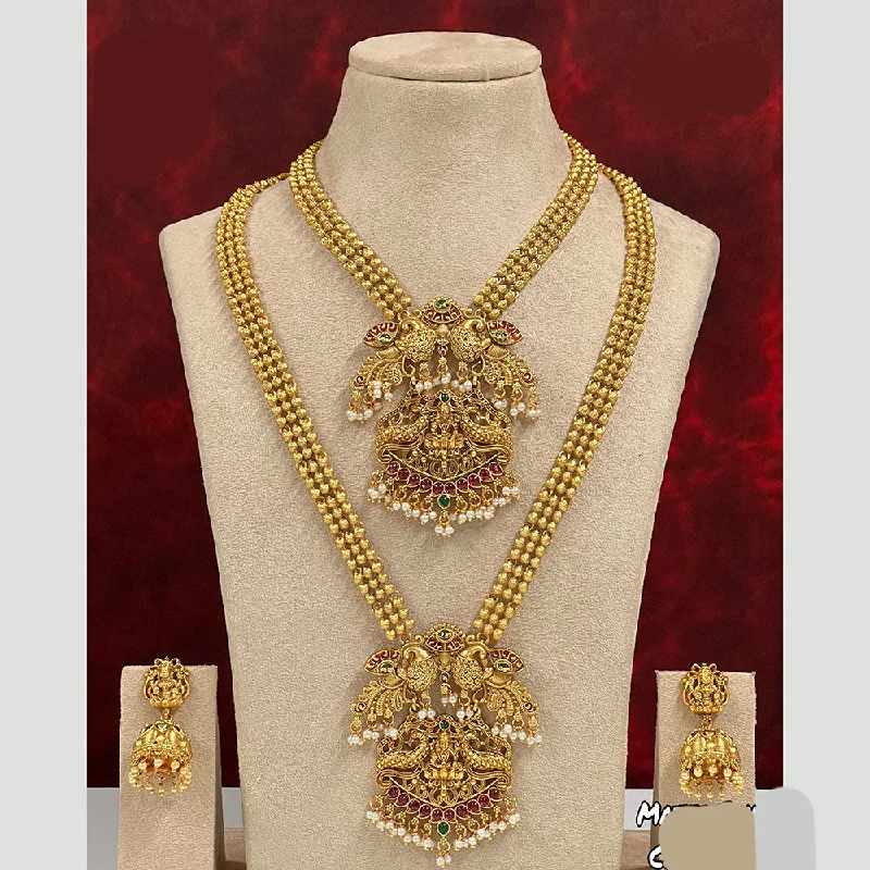 Gold Necklaces for Bridesmaids-Diksha Collection Pota Stone Necklace Combo Set