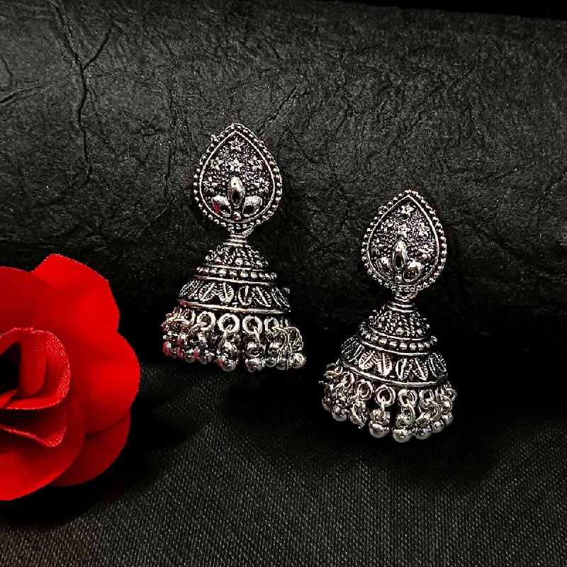 Vintage Sapphire Earrings-Darshana Jewels Oxidised Plated Jhumki Earrings