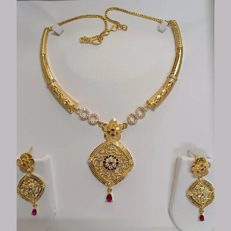 Stylish Gold Chokers-Pari Art Jewellery Forming Necklace Set