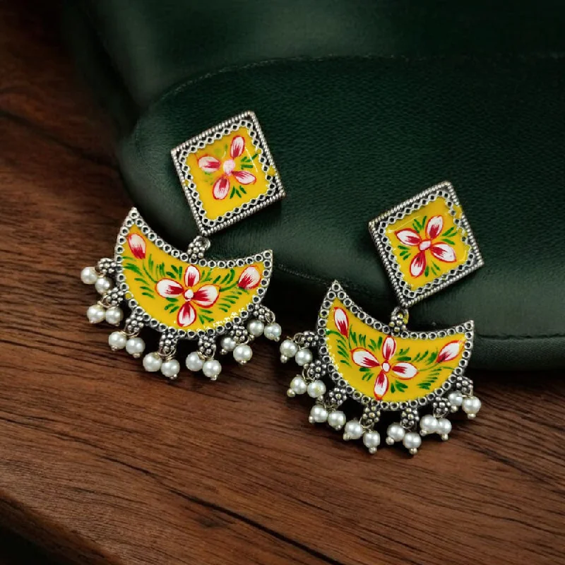 Cute Stud Earrings for Girls-Maharani Jewels Oxidised Plated Meenakari Ghungroo Dangler Earrings