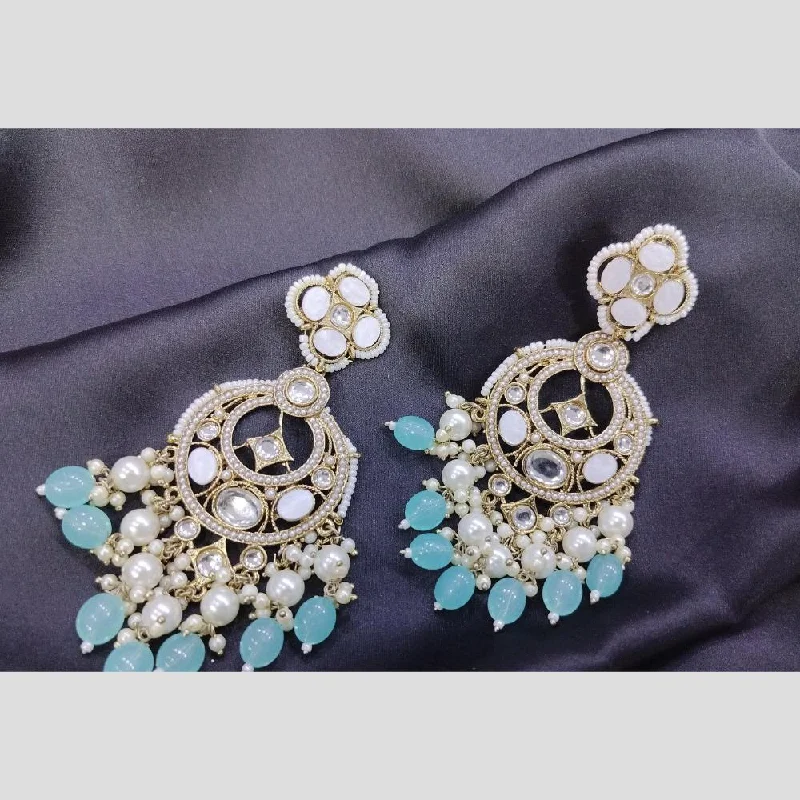 Vintage Pearl Earrings-Om Creations Gold Plated Kundan And Pearl Dangler Earrings