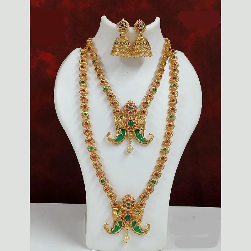 Elegant Wedding Necklaces-Diksha Collection Pota Stone Necklace Combo Set