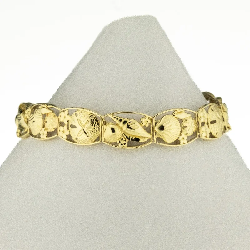 Rose Gold Tennis Bracelets-10mm Nautical 7.25" Bracelet in 14K Yellow Gold