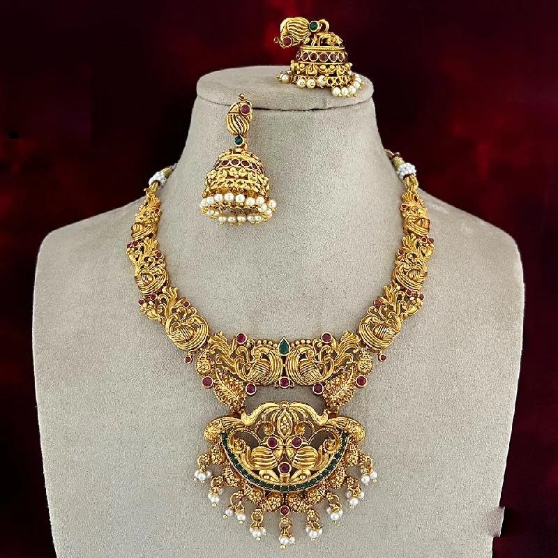 Luxury Gold Necklaces-Diksha Collection Gold Plated Necklace Set