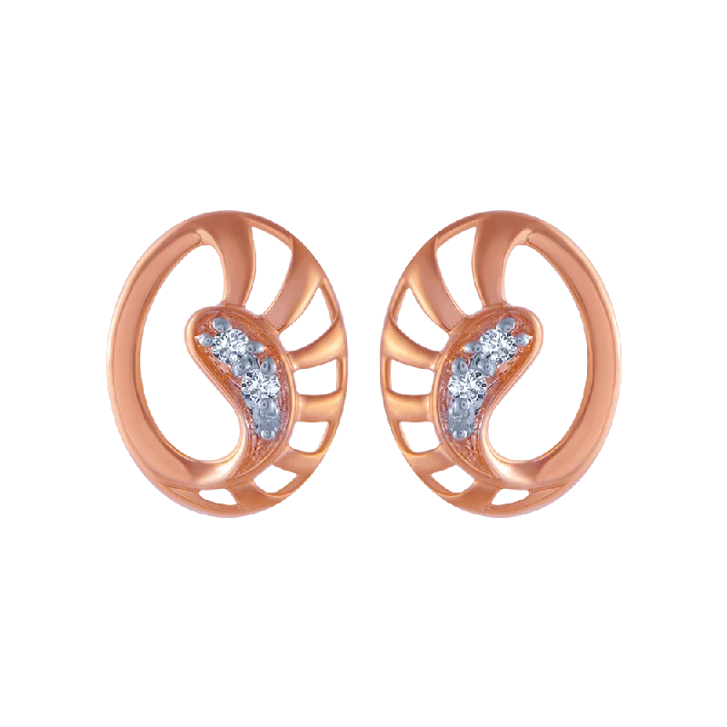 Artistic Earrings for Women-18KT (750) Rose Gold And Diamond Stud Earrings For Women