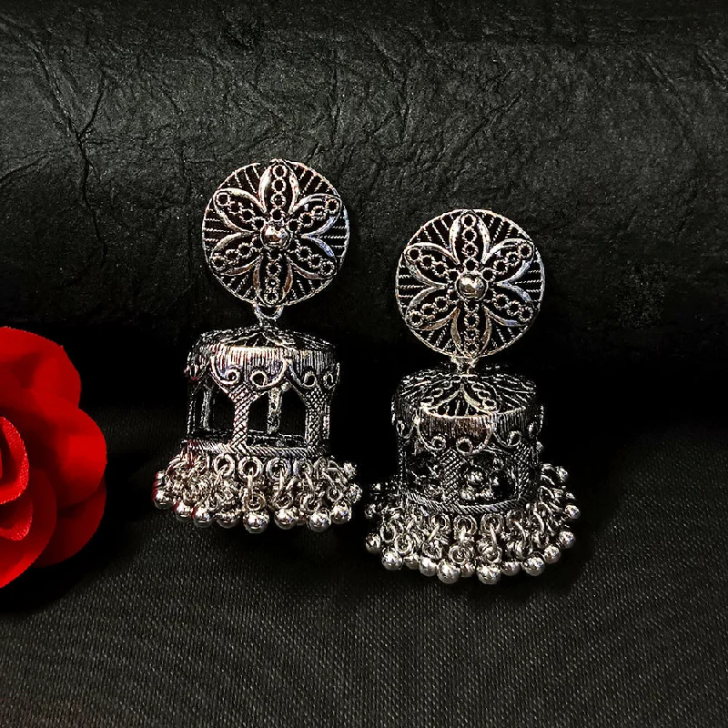 Heart Shaped Earrings-Darshana Jewels Oxidised Plated Jhumki Earrings