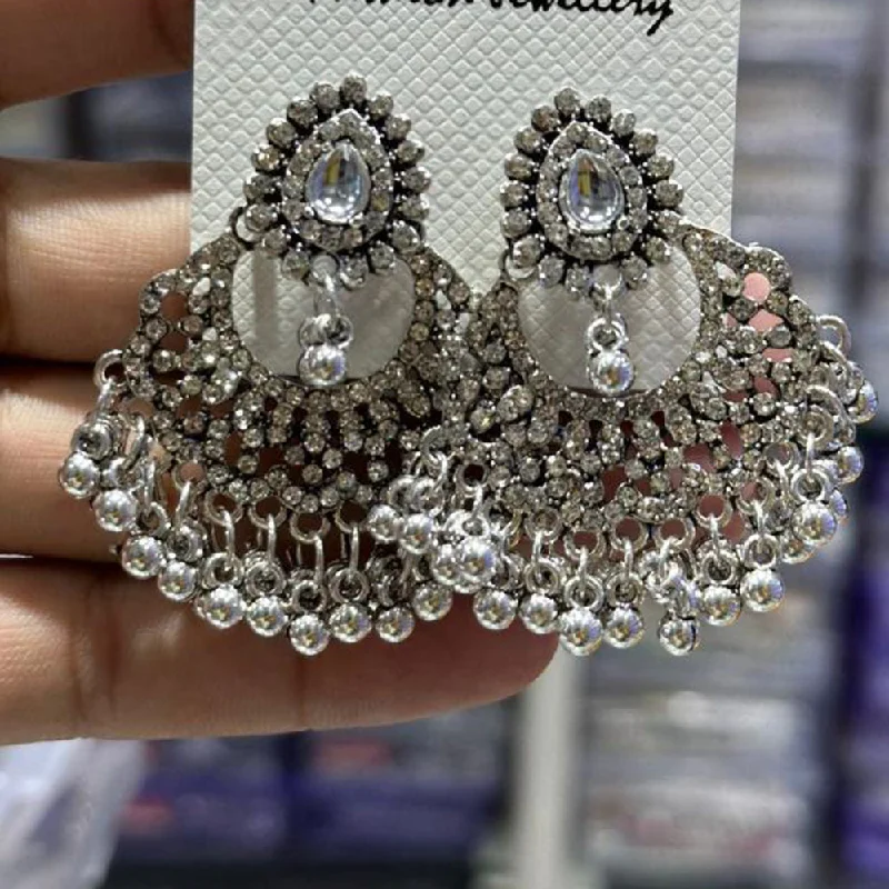 Eco-Conscious Earrings-Manisha Jewellery Oxidised Plated Austrian Stone And Ghungroo Dangler Earrings