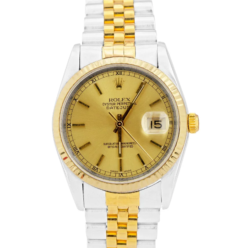 Unique Fashion Watches for Women-Rolex DateJust 36mm 18K Yellow Gold Stainless Champagne Jubilee Watch 16233