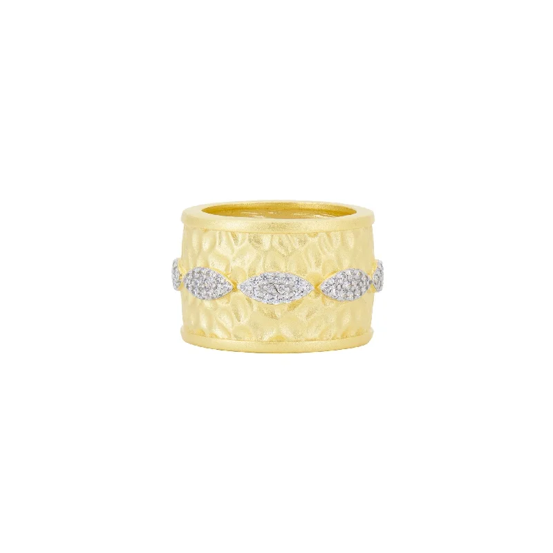 Antique Engagement Rings-Petals in Bloom Textured Cigar Band Ring