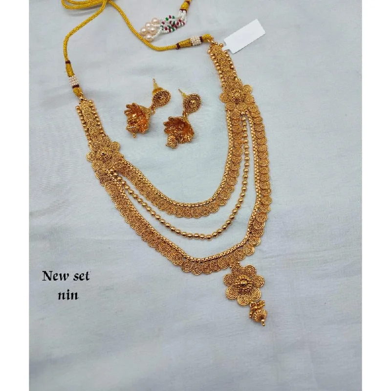 Custom Infinity Necklaces-Akruti Collection Gold Plated Necklace Set