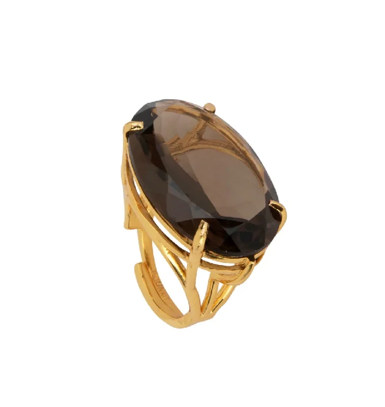 Vintage Art Deco Rings-Smokey Topaz Ring