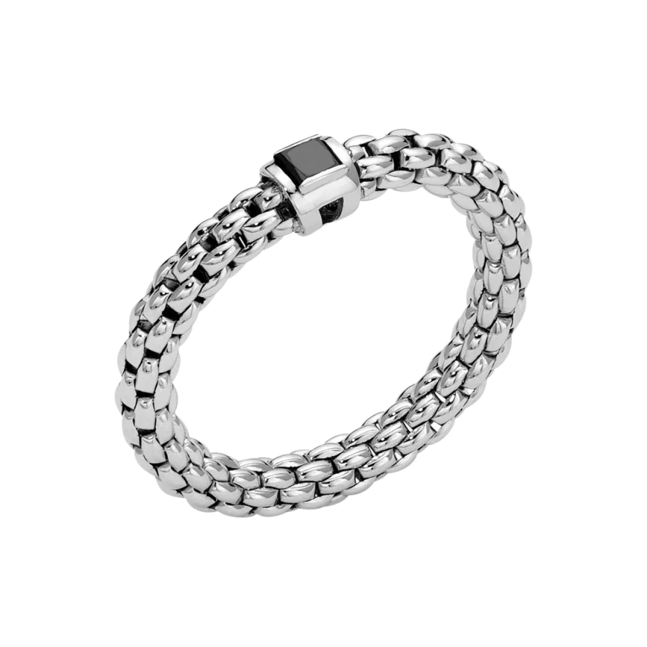 18k White Gold with Black Diamond (~0.15ctw) (Size XL)