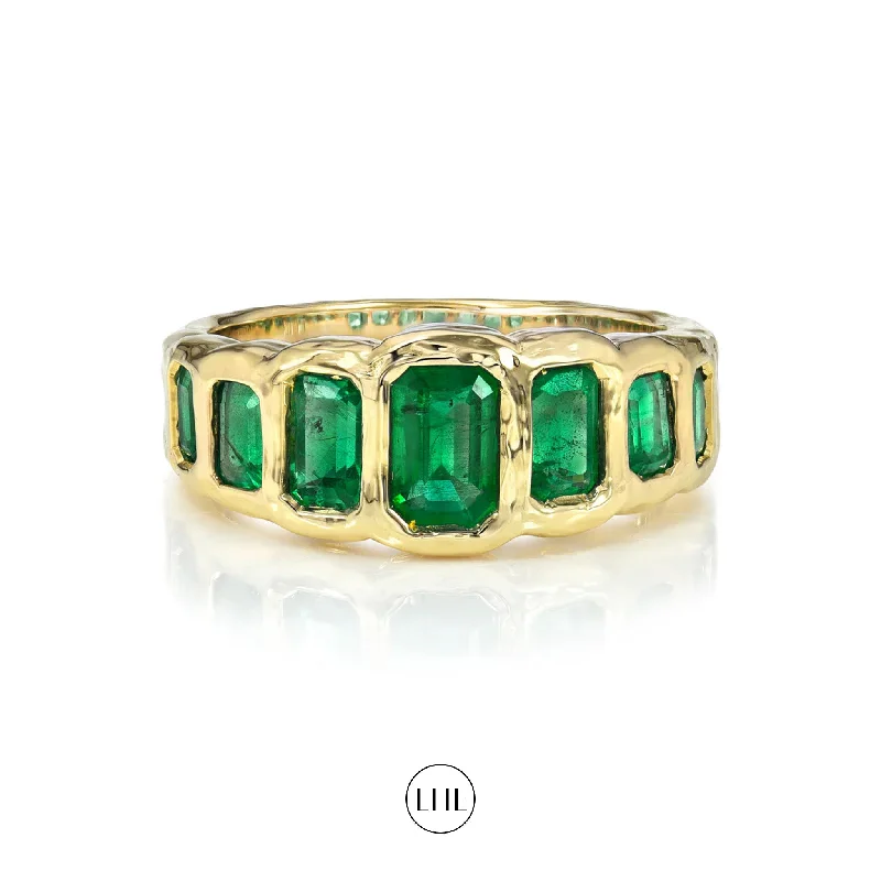 Multi-Stone Engagement Rings-Graduated Emerald Cut Emerald River Ring