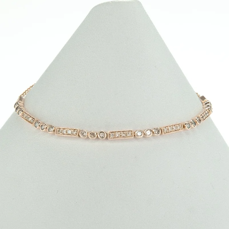 Luxury Chain Bracelets-New 10K Rose Gold I1/I 0.80ctw Diamond Accents Bolo Bracelet