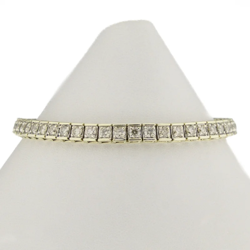 Luxury Bracelets with Diamonds-5.00ctw Multi Diamond 7" Tennis Bracelet in 10K Two Tone Gold