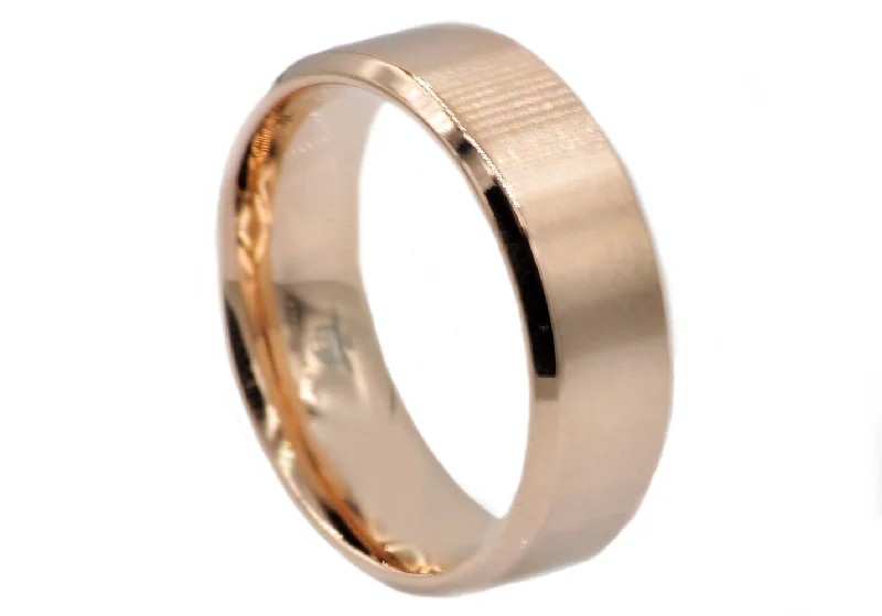 Vintage Engagement Rings-Mens Rose Stainless Steel Band