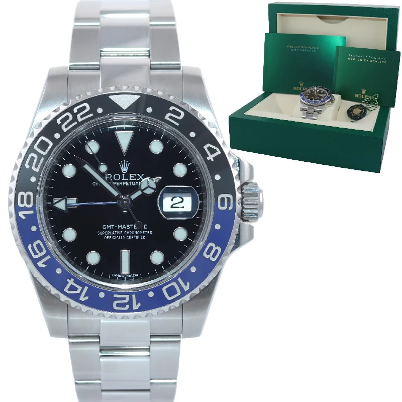 Designer Fashion Watches for Women-Rolex GMT Master II 116710 BLNR Steel Ceramic Batman Blue Watch Box