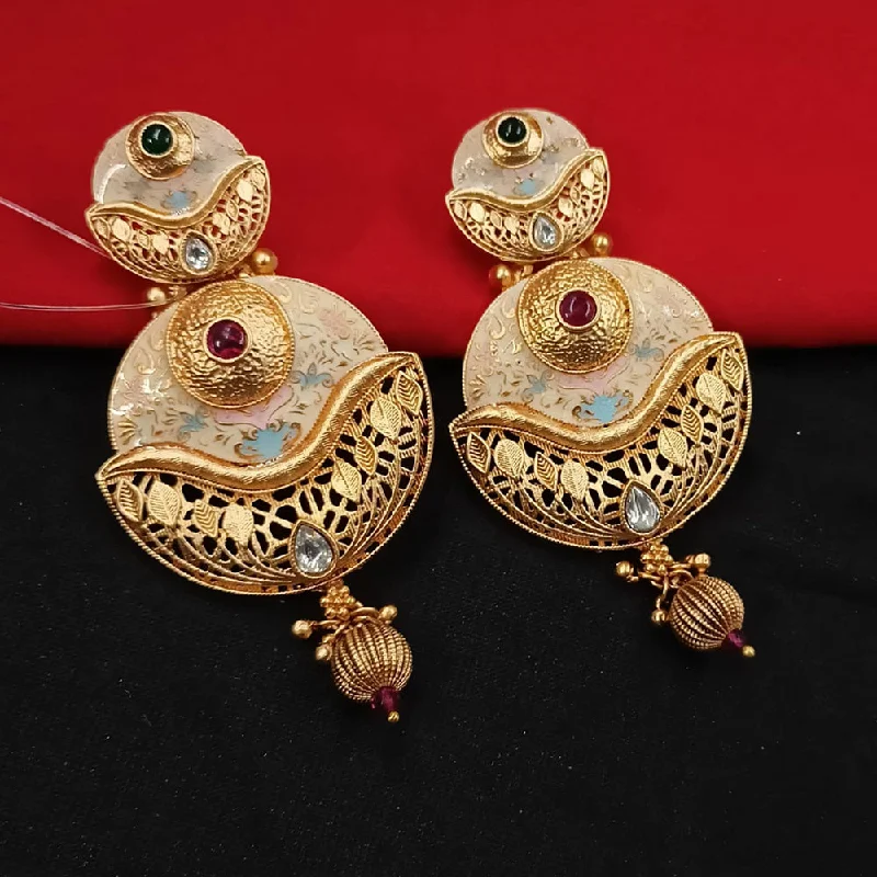 Art Deco Earrings-Padmawati Bangles Gold Plated Kundan Stone And Meenakari Dangler Earrings