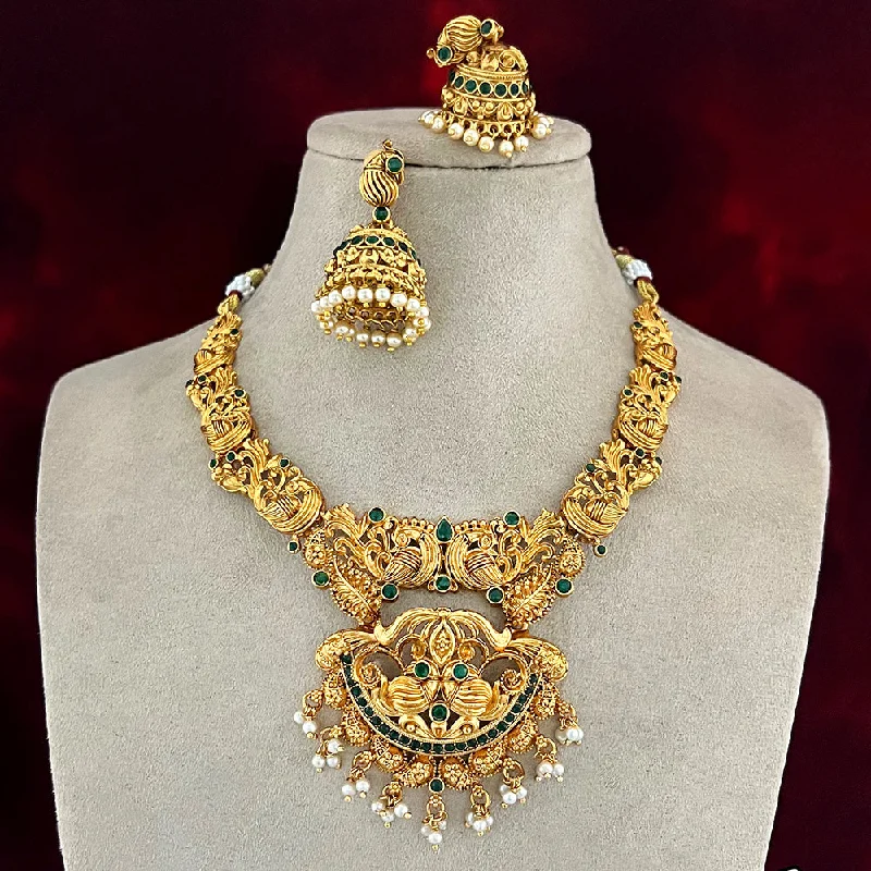 Long Chain Necklaces-Diksha Collection Gold Plated Necklace Set